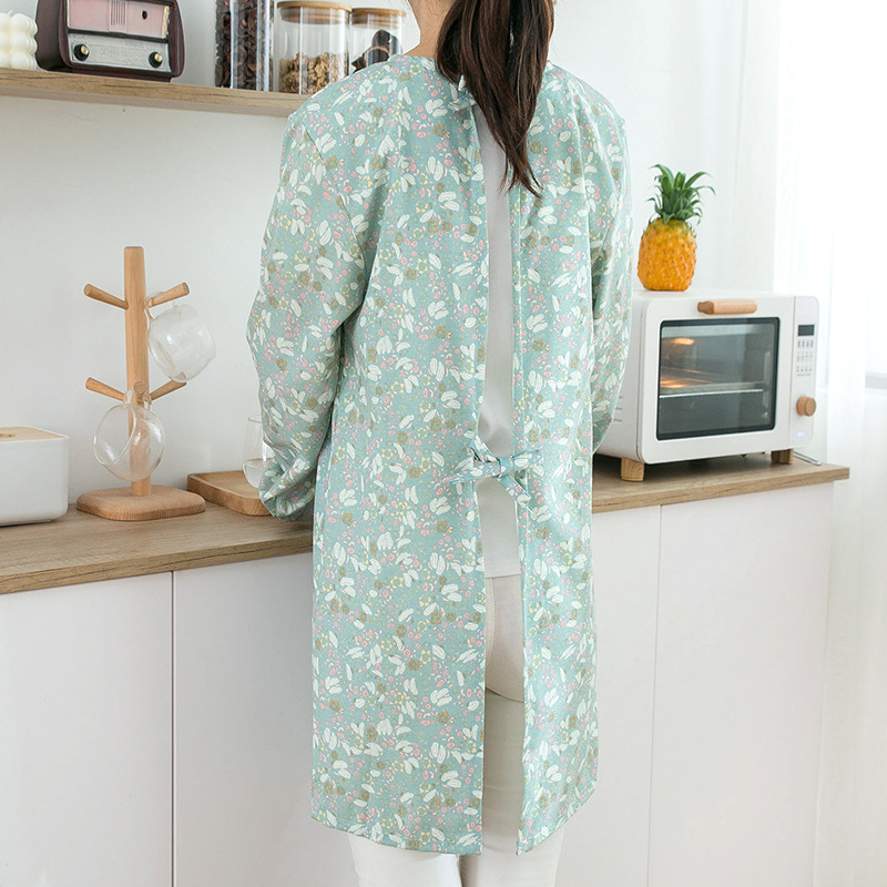 مريلة نسائية قطنية طويلة الأكم - مراجعة Kitchen Gadgets For Women وسعره