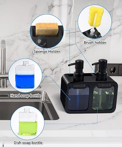 مجموعة موزعات صابون اليدين وصا - مراجعة Kitchen Gadgets Dispenser Brush Holder وسعره