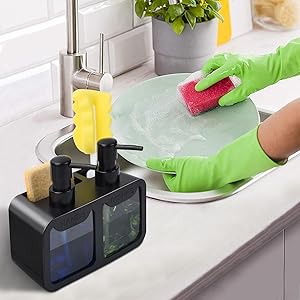مجموعة موزعات صابون اليدين وصا - مراجعة Kitchen Gadgets Dispenser Brush Holder وسعره