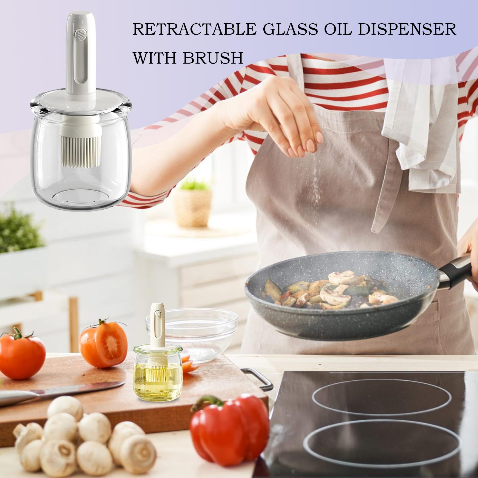 موزع الزيت زجاجة صلصة السيليكو - مراجعة Kitchen Gadgets Dispenser Brush Holder وسعره