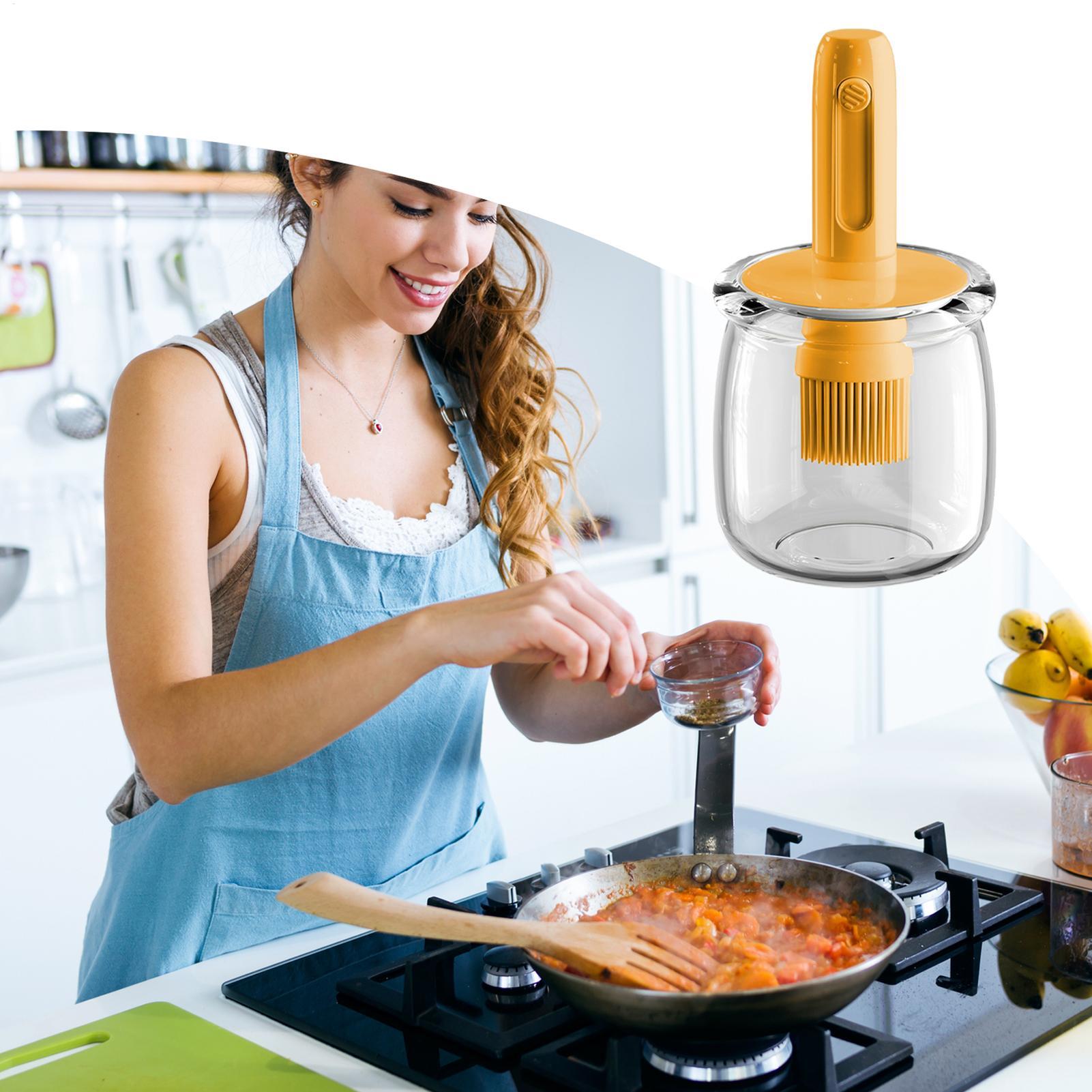 موزع الزيت زجاجة صلصة السيليكو - مراجعة Kitchen Gadgets Dispenser Brush Holder وسعره