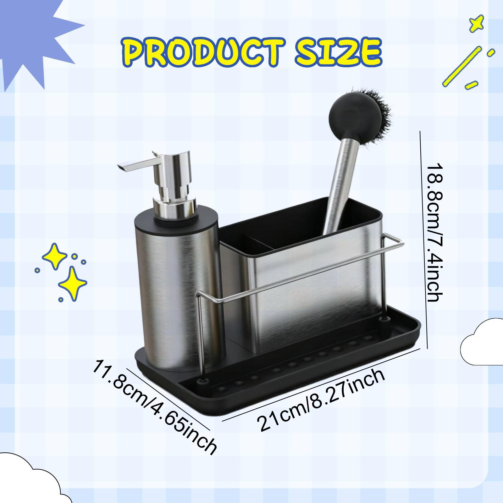 طقم موزع صابون للمطبخ مع حامل  - مراجعة Kitchen Gadgets Dispenser Brush Holder وسعره